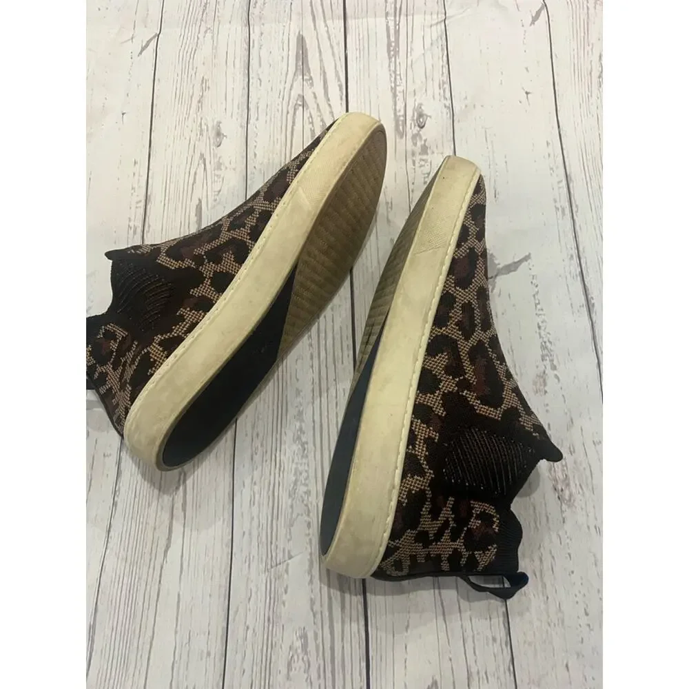 Rothy's Chelsea Wildcat Ankle Booties in Brown Leopard Size 10.5